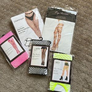 Fishnet tights and shorts